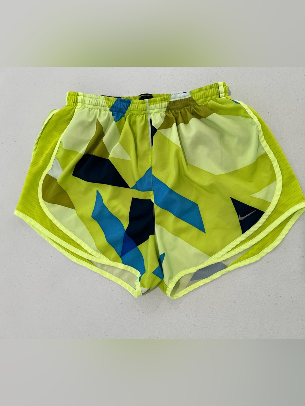 Nike Neon Yellow Geo Print Running Shorts M